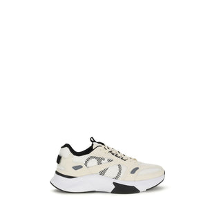 White Fabric Low Top Sneakers