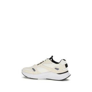 White Fabric Low Top Sneakers