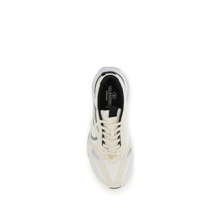 White Fabric Low Top Sneakers
