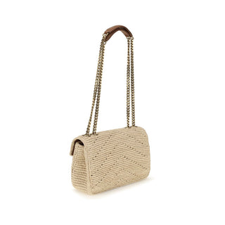 Beige Raffia Shoulder Bag