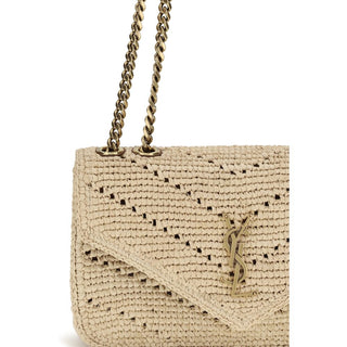 Beige Raffia Shoulder Bag