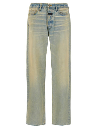Blue Cotton Straight-Leg Jeans