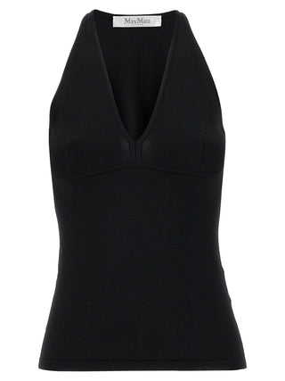 Black Viscose Sleeveles T-Shirt
