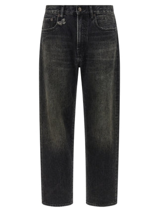 Black Cotton Straight-Leg Jeans