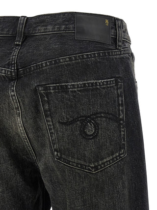 Black Cotton Straight-Leg Jeans