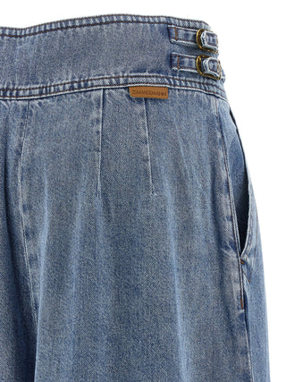 Blue Cotton Cropped Jeans