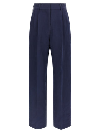 Blue Linen Casual Pants