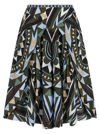Multicolor Silk Midi Skirt