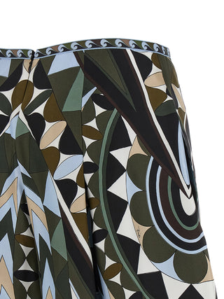 Multicolor Silk Midi Skirt