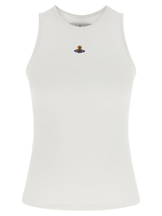White Cotton Sleeveles T-Shirt