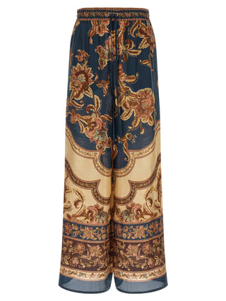 Multicolor Silk Casual Pants