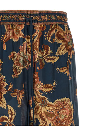 Pantalones casuales de seda multicolor