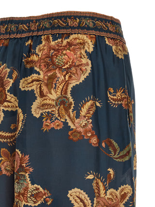 Pantalones casuales de seda multicolor