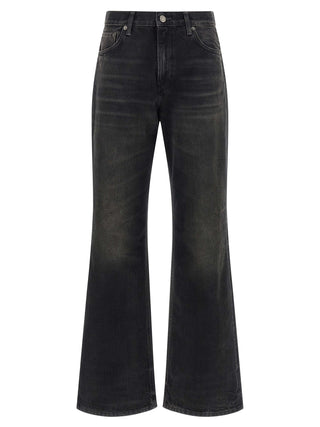 Black Cotton Flared Jeans