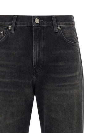 Black Cotton Flared Jeans