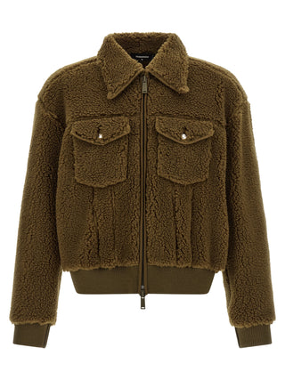 Brown Polyester Full-Length Jacket