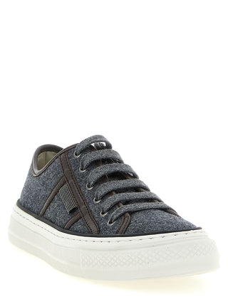 Gray Virgin Wool Low Top Sneakers