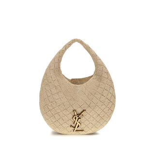 Bolso de hombro de rafia beige