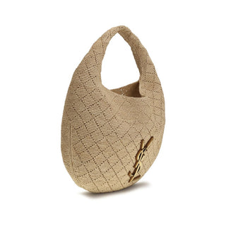 Bolso de hombro de rafia beige