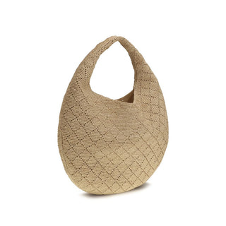 Bolso de hombro de rafia beige
