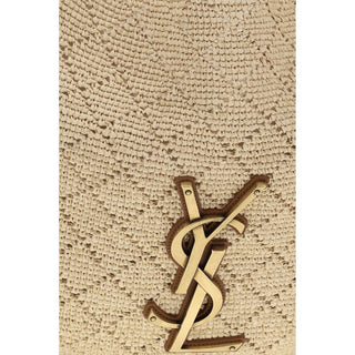 Bolso de hombro de rafia beige