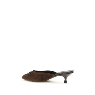 Sandalias de tacón stiletto de cuero de becerro marrón Bos Taurus