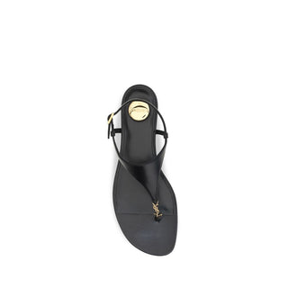 Black Calf Leather Bos Taurus Flat Sandals