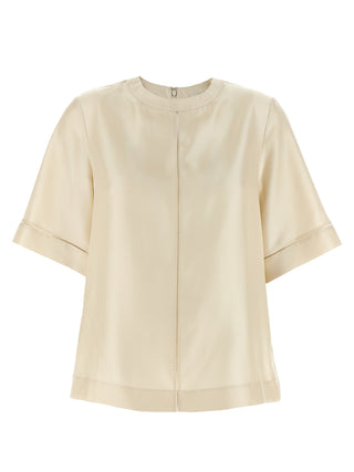 Blusa de seda beige