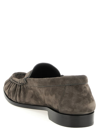 Brown Calfskin Slip-On Loafers
