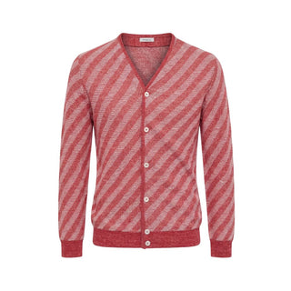 Red Linen Men Cardigan