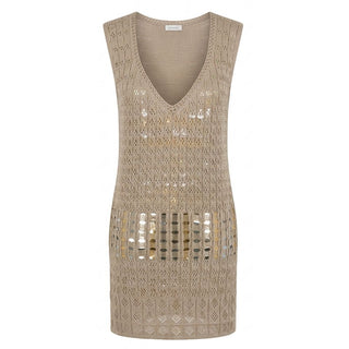 Vestido de algodón beige para mujer