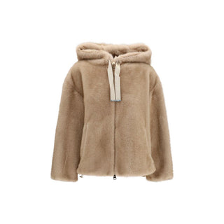 Beige Polyester Full-Length Jacket