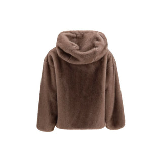 Chaqueta larga de poliéster marrón