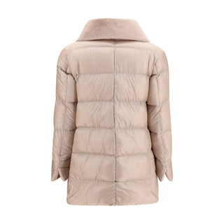 Beige Goose Down Full-Length Jacket