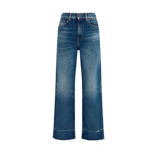 Blue Cotton Bootcut Jeans
