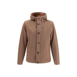 Brown Polyester Full-Length Jacket