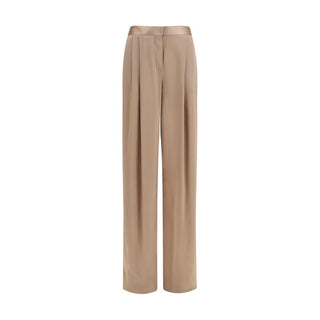 Beige Silk Casual Pants