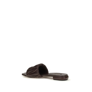 Brown Calf Leather Bos Taurus Flat Sandals