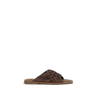 Sandalias planas marrones de cuero de becerro Bos Taurus