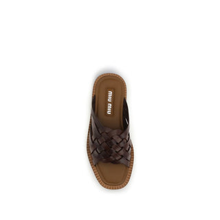 Brown Calf Leather Bos Taurus Flat Sandals