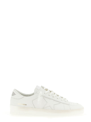 White Cowhide Low Top Sneakers