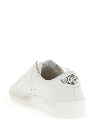 White Cowhide Low Top Sneakers