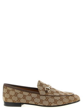 Beige Polyester Slip-On Loafers