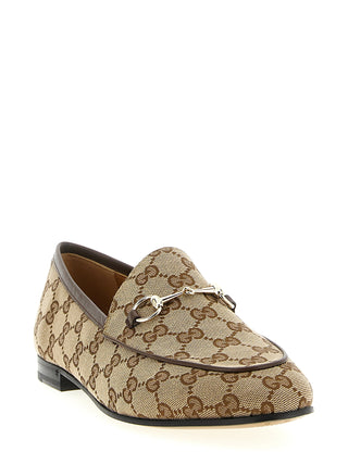 Beige Polyester Slip-On Loafers