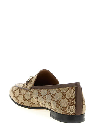 Beige Polyester Slip-On Loafers