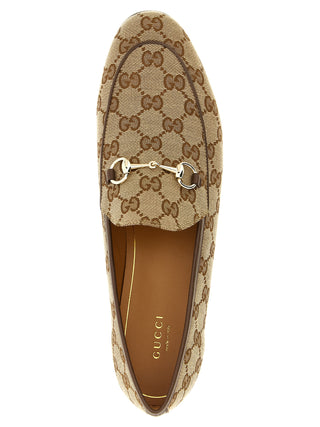 Beige Polyester Slip-On Loafers