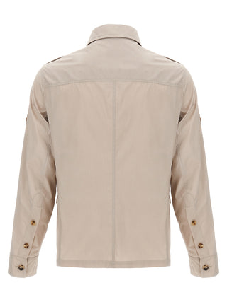 Beige Cotton Full-Length Jacket
