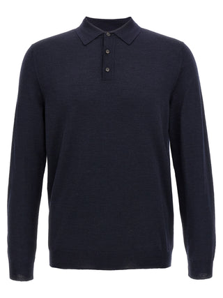Blue Virgin Wool Polo Shirt