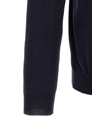 Blue Virgin Wool Polo Shirt