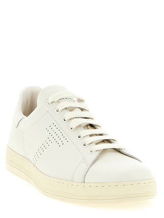 White Leather Low Top Sneakers